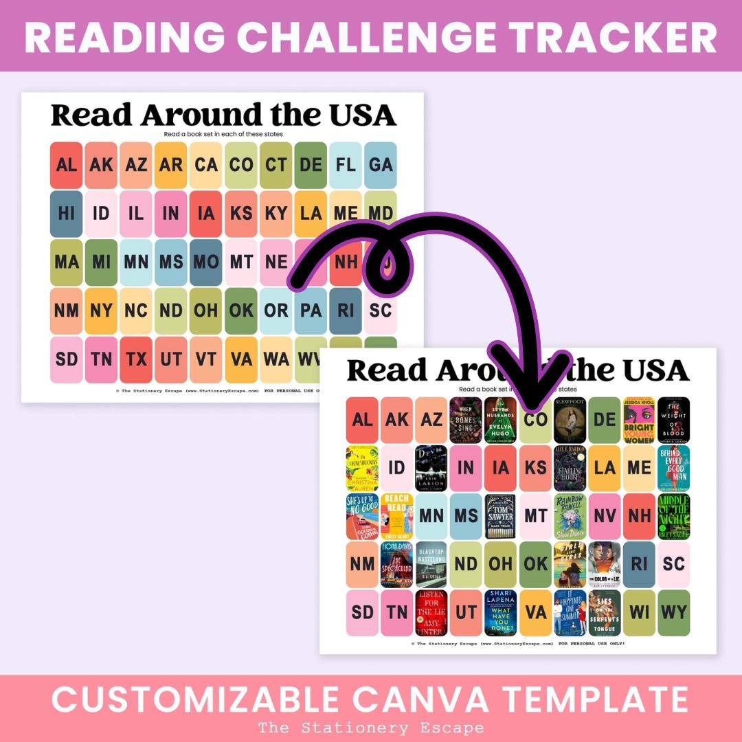 USA Map Reading Challenge Book Tracker