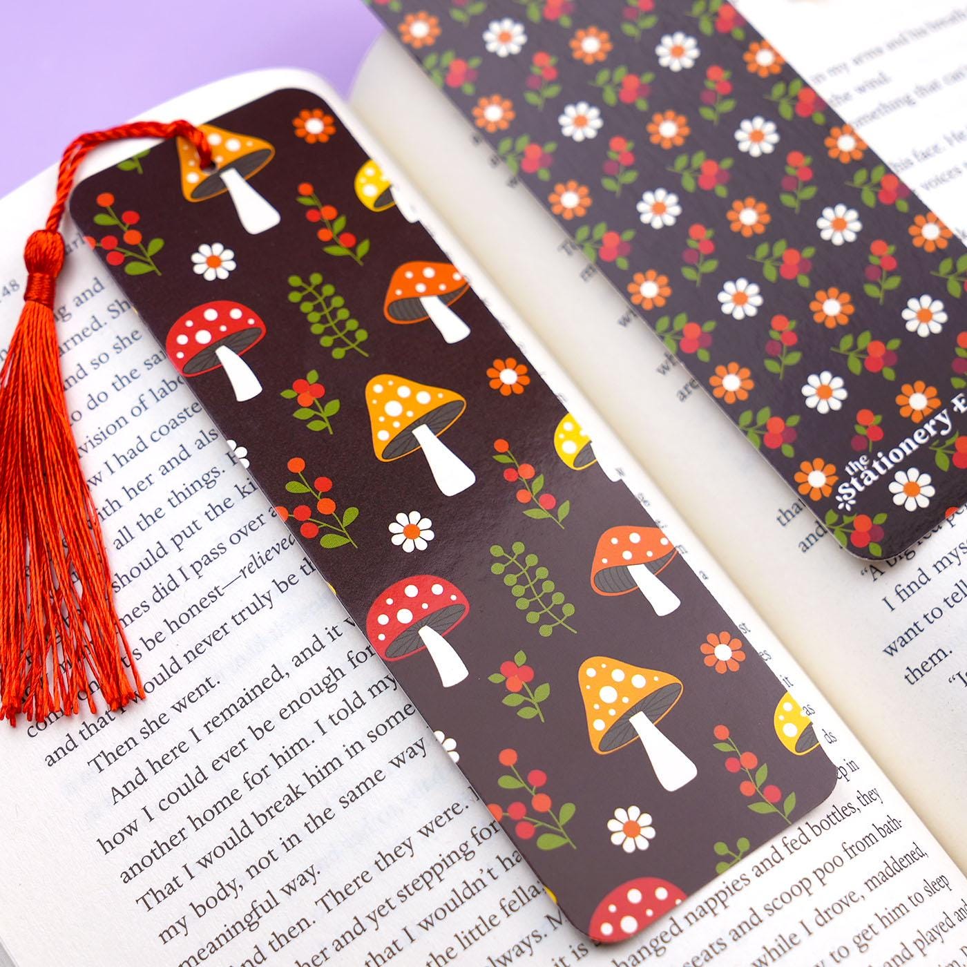 Retro Mushroom Cottagecore Double-Sided Bookmark