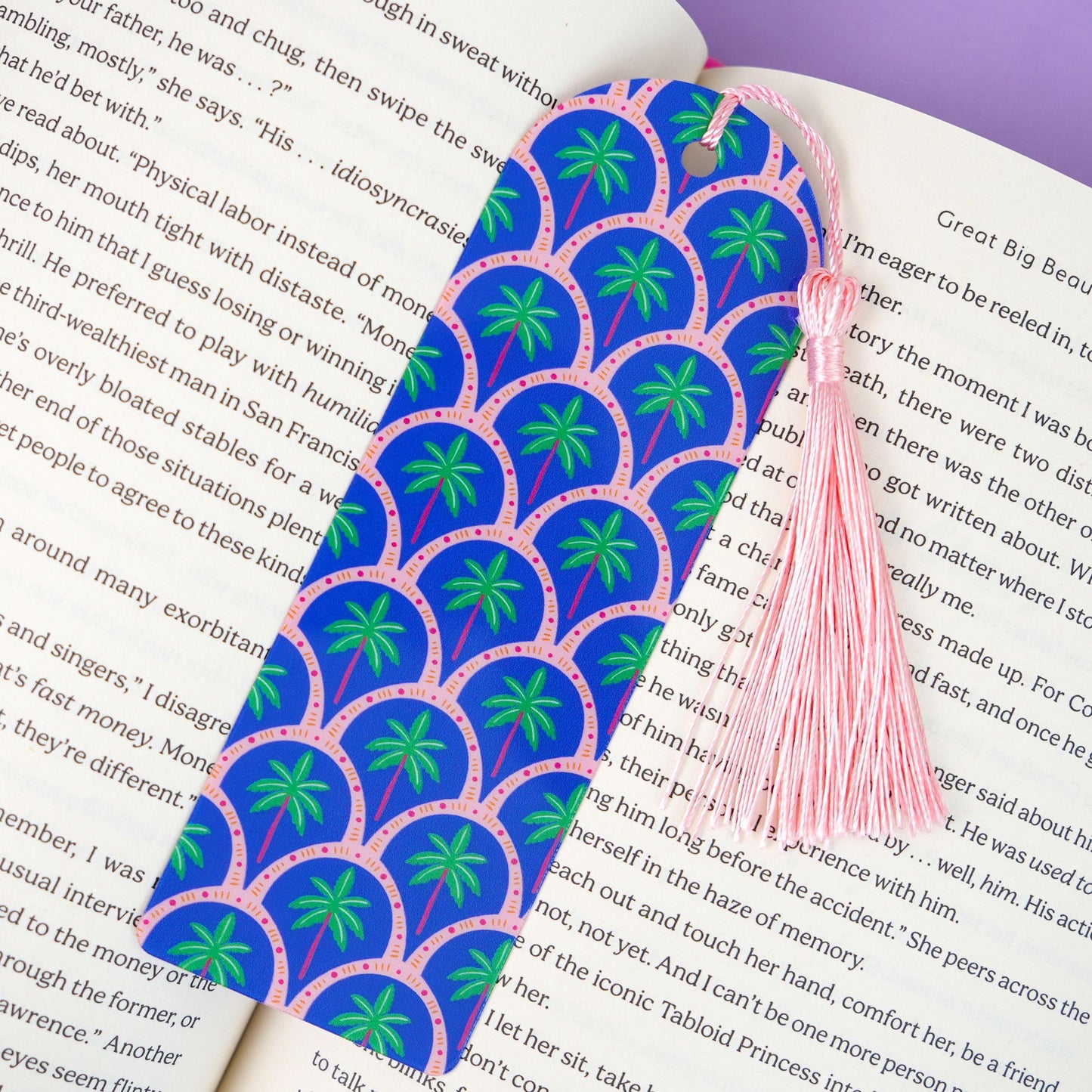 Blue & Pink Palm Tree Flexible Plastic Bookmark