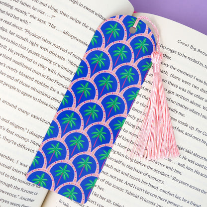 Blue & Pink Palm Tree Flexible Plastic Bookmark