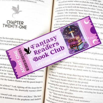 Fantasy Readers Book Club Ticket Bookmark