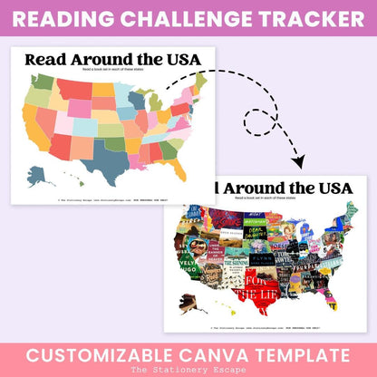 USA Map Reading Challenge Book Tracker