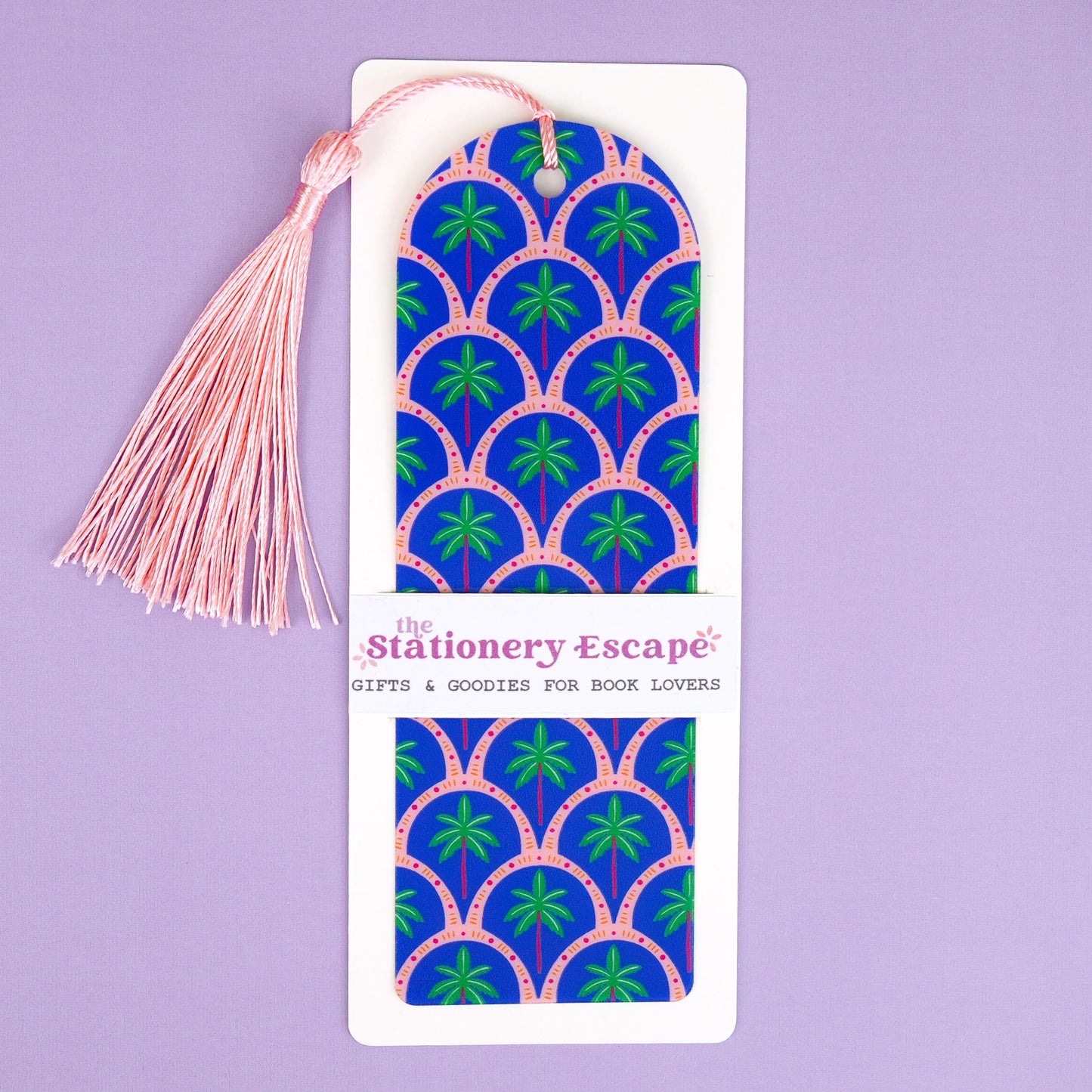 Blue & Pink Palm Tree Flexible Plastic Bookmark
