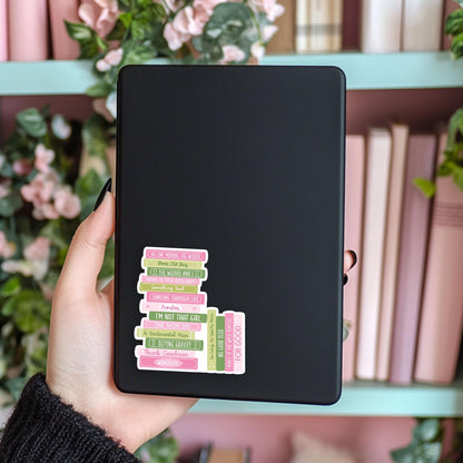Pink & Green Witch Book Stack Sticker