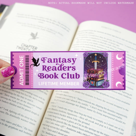 Fantasy Readers Book Club Ticket Bookmark
