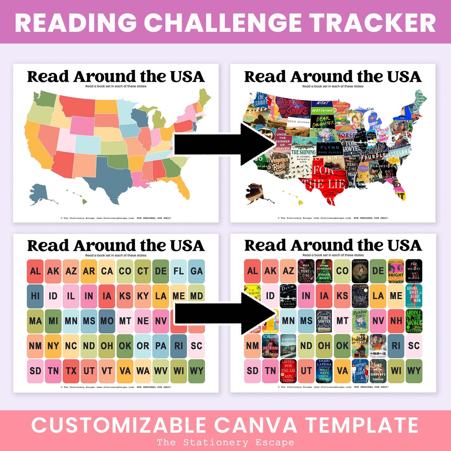 USA Map Reading Challenge Book Tracker