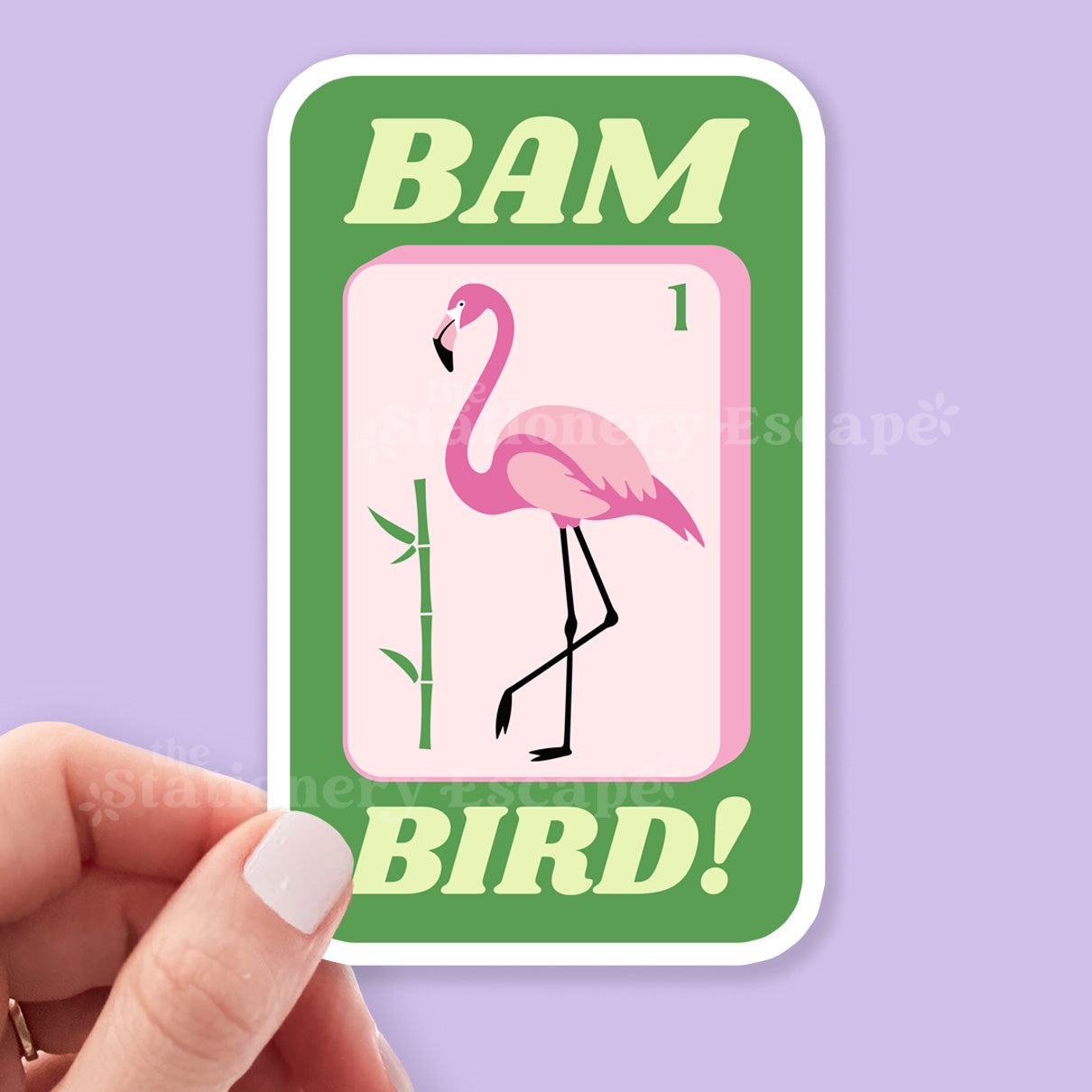 Bird Bam Flamingo Mahjong Tile Sticker