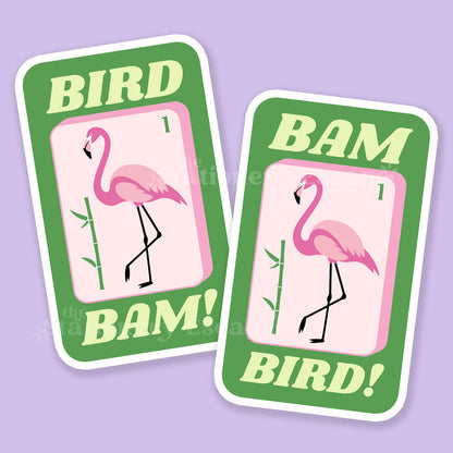 Bird Bam Flamingo Mahjong Tile Sticker