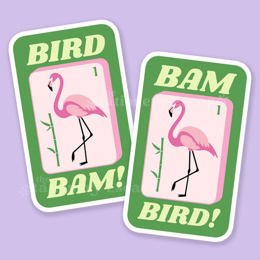 Bird Bam Flamingo Mahjong Tile Sticker