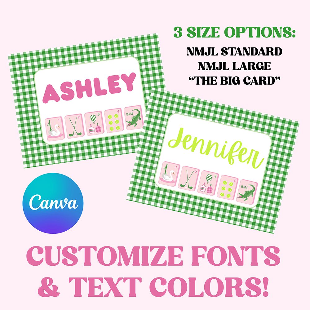 Custom Mahjong Card Sticker or Insert, Print-at-Home
