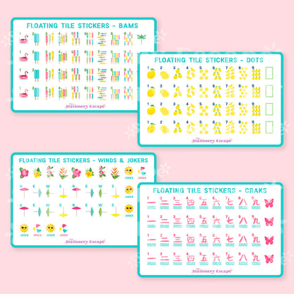 Lemon Floating Mahjong Tile Stickers - Set of 160