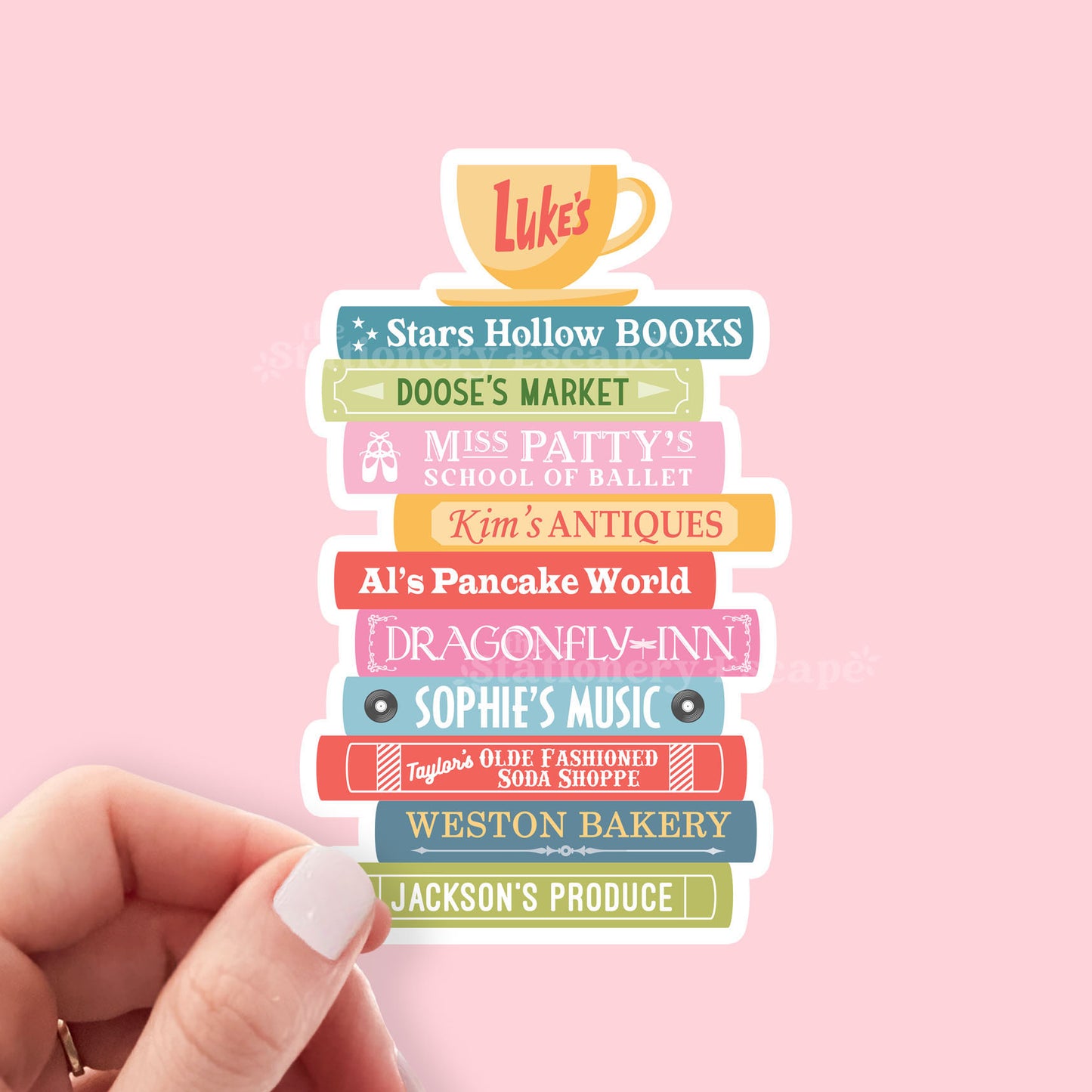 Small Town Shops Book Stack Sticker