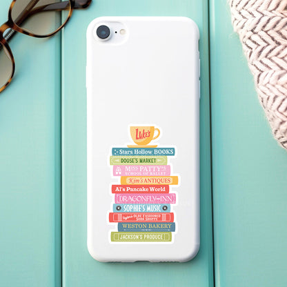 Small Town Shops Book Stack Sticker