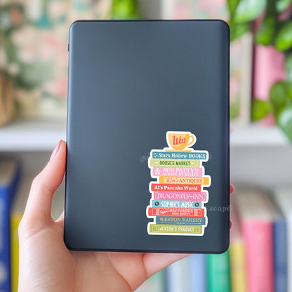 Small Town Shops Book Stack Sticker