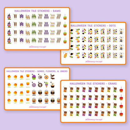 Halloween Candy Mahjong Tile Stickers - Set of 160