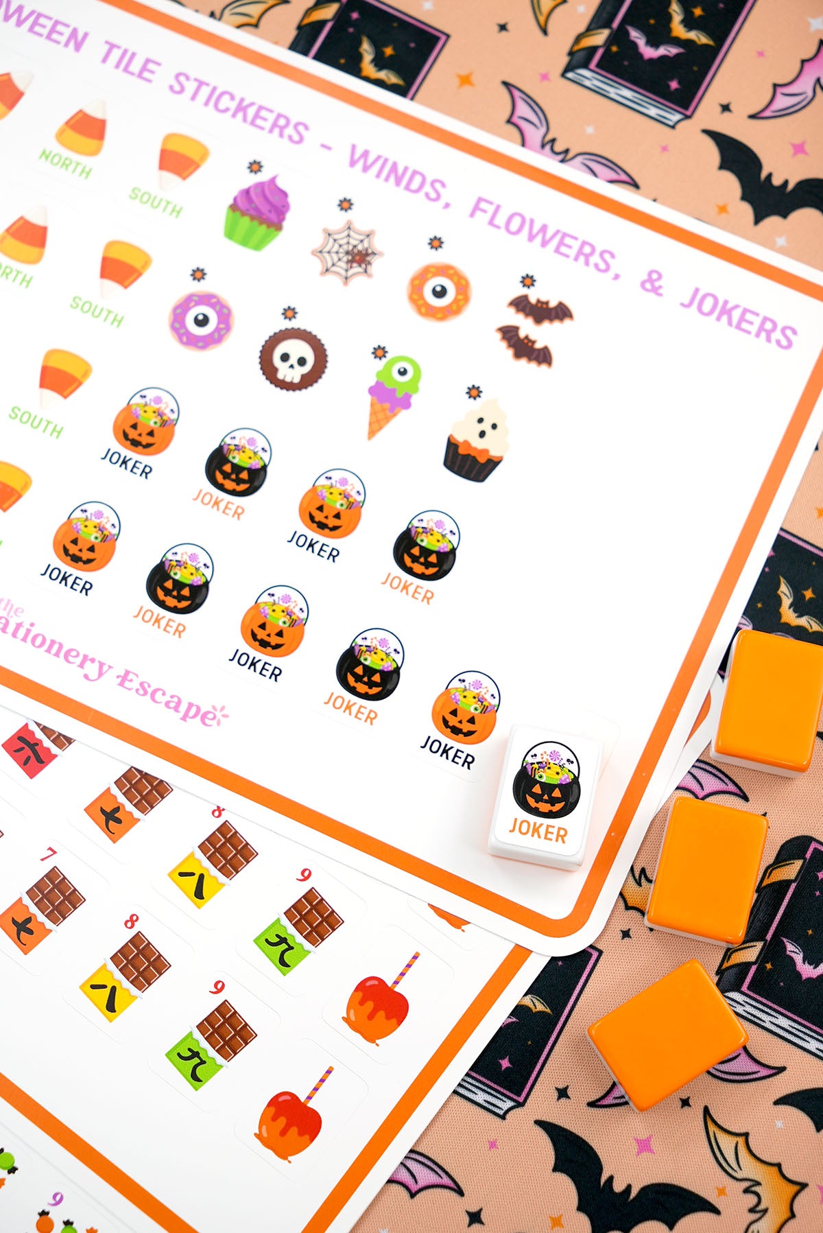 Halloween Candy Mahjong Tile Stickers - Set of 160