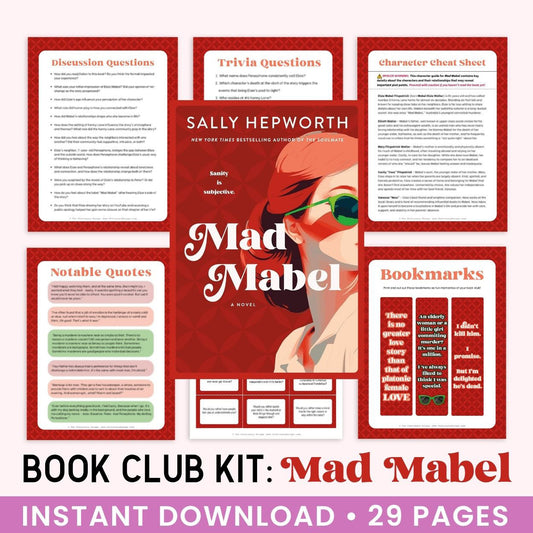 Book Club Kit for 'Mad Mabel' by Sally Hepworth with various pages displayed.