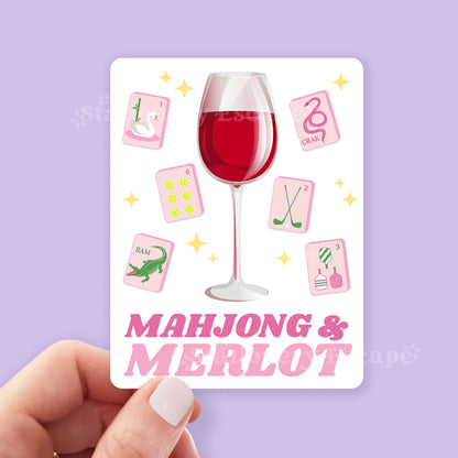 Mahjong & Merlot Sticker