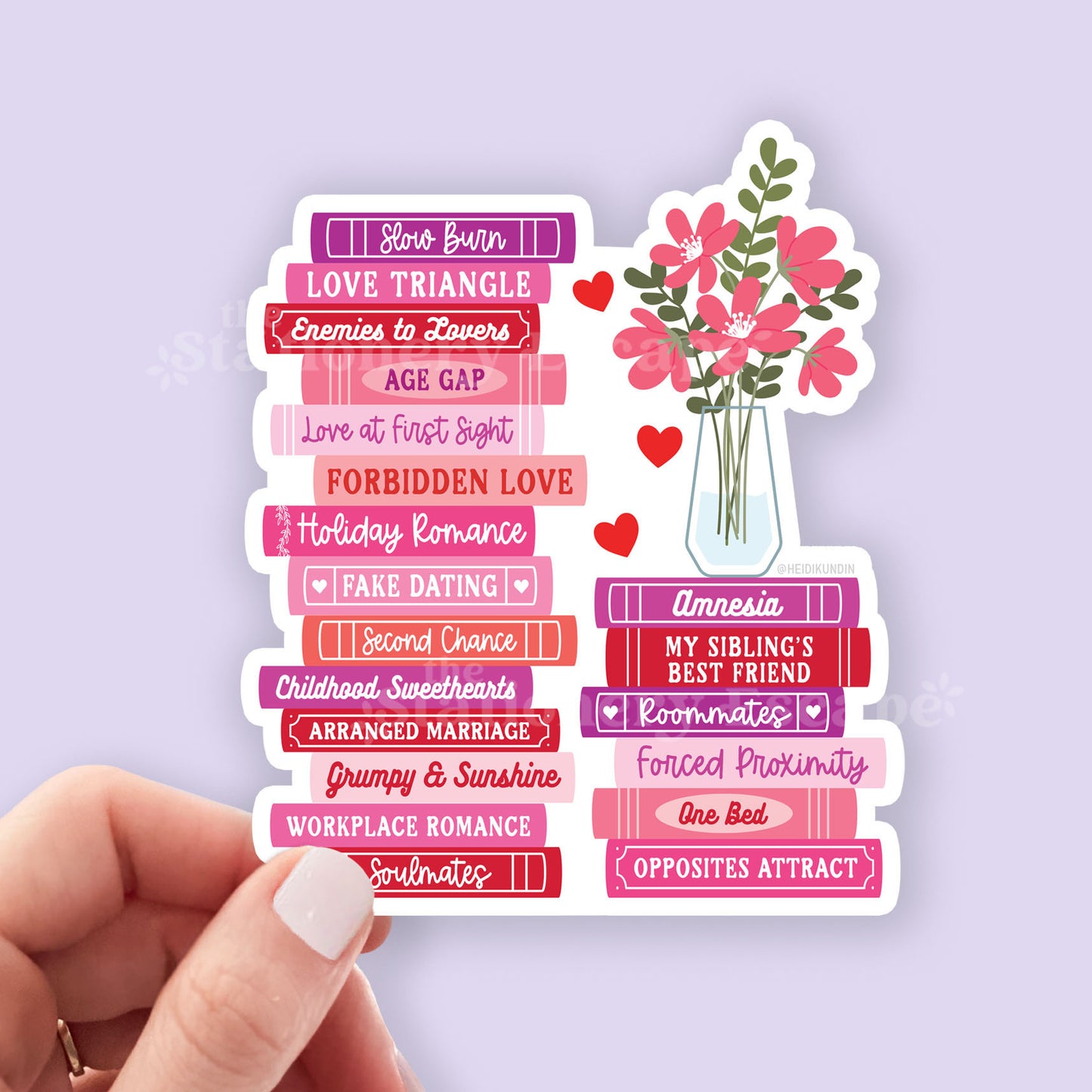 Romance Tropes Book Stack Sticker