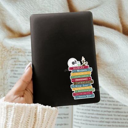Kinndle case with Shakespeare book stack sticker