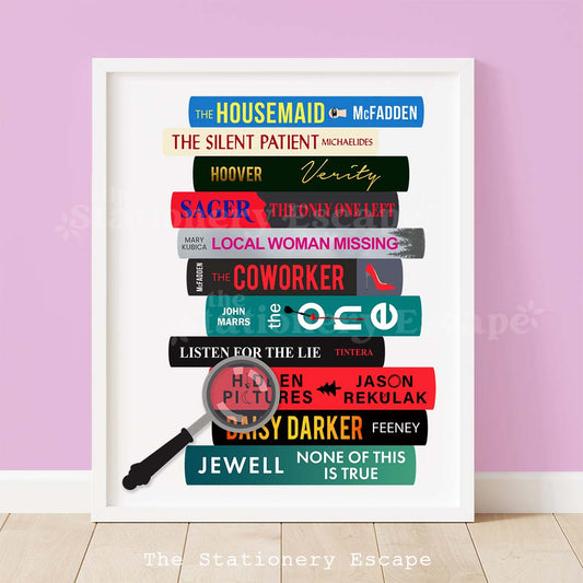 Thriller Book Stack Art Print