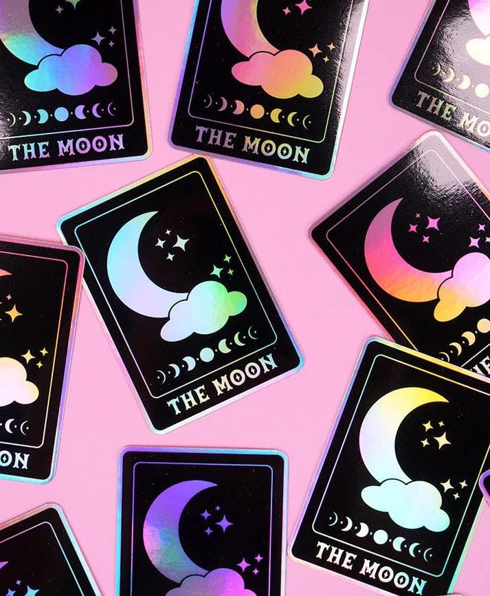 Moon Tarot Card Holographic Sticker