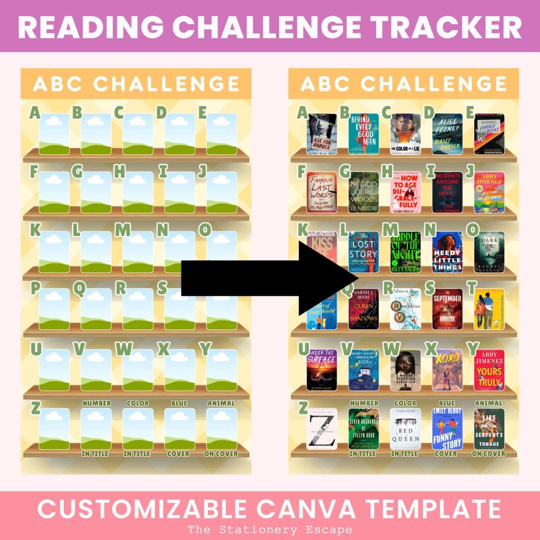 A-to-Z Alphabet Reading Challenge Book Tracker