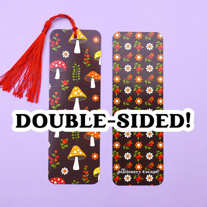 Retro Mushroom Cottagecore Double-Sided Bookmark