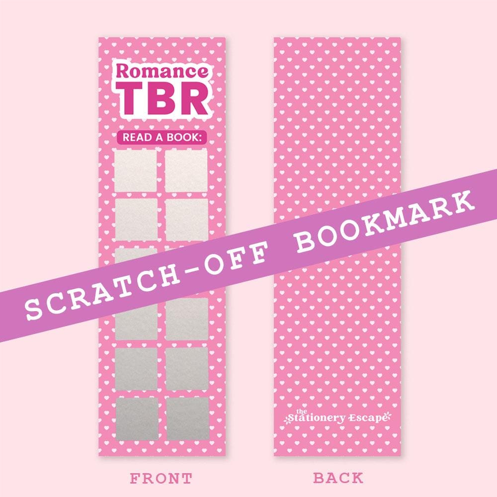 Scratch-off bookmark with polka dot design on a pink background